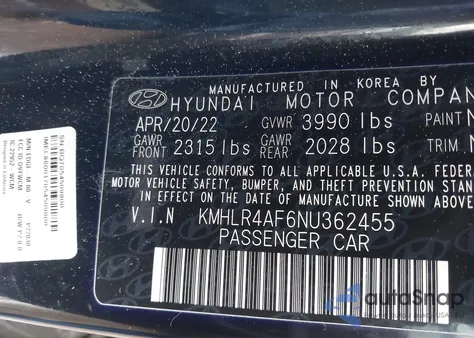 2022 Hyundai Elantra N Line from USA, damaged, VIN KMHLR4AF6NU362455